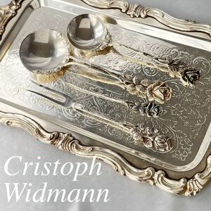 【Cristoph Widmann】 薔薇のクリームスプーン / シュガースプーン / ピックフォーク / ピック【純銀】ヒルデスハイムローズ