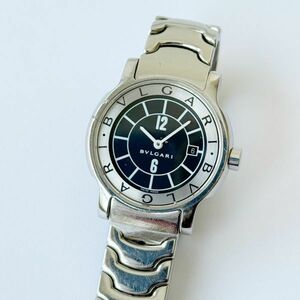 ◆ ブルガリ ソロテンポ BVLGARI Solotempo クォーツ 腕時計 ST29S レディース ウォッチ 純正ブレス 黒文字盤 デイト SS