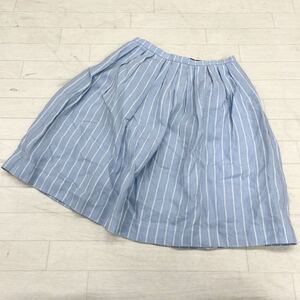 1455◎ Demi-Luxe BEAMS デミルクス ビームス パンツ ボトムス コクーン スカート 膝丈 ストライプ ライトブルー レディース36