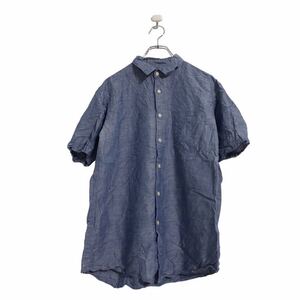 UNIQLO 半袖 無地 シャツ M ブルー ユニクロ シャンブレー 古着卸 アメリカ仕入 a508-5352