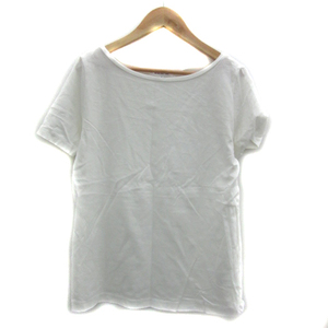 ナチュラルビューティーベーシック NATURAL BEAUTY BASIC Tシャツ カットソー 半袖 ボートネック 無地 M 白 ホワイト /YS33 レディース