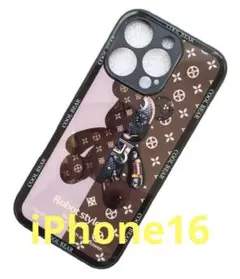 【新品】iPhone16 ケース クマ ブラウン 耐衝撃