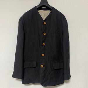 美品 AD 表記 無し COMME des GARCONS HOMME PLUS ポリ ノーカラー ジャケット S ギャルソン 80 年代 アーカイブ コレクション 縮絨 