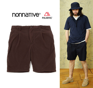 新品 22S/S nonnative DWELLER EASY SHORTS 03 POLY FLEECE POLARTEC WIND PRO ブラウン 1 フリースショートパンツ ショーツ 春夏