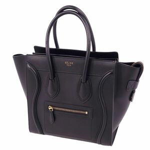 美品 セリーヌ CELINE バッグ ハンドバッグ Luggage マイクロ ラゲージ カーフレザー カバン レディース ブラック cf05ot-rm05f10161