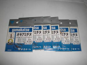 がまかつ　オキアミチヌ（金）１号９本入り６枚　エサが刺しやすく、ズレないケン付仕上げ