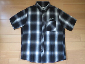 送料無料発送 特価即決 NineMicrophones CHECK SHIRT S/S ナインマイクロフォンズ 胸ポケロゴ刺繍半袖シャツ 正規品 XL 超美品 日本製