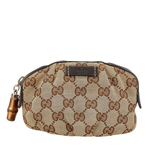 中古 グッチ GGキャンバス バンブー ポーチ 246174 キャンバス Aランク ベージュ GUCCI【送料無料】【三田店】