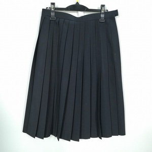 1円 スクールスカート 夏物 w69-丈65 黒 中学 高校 プリーツ 学生服 制服 女子 中古 HK6507