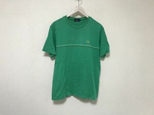 本物フレッドペリーFRED PERRYコットンロゴ刺繍半袖Tシャツメンズサーフアメカジミリタリー緑グリーンL