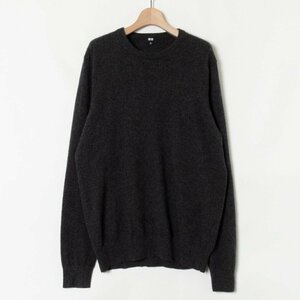 UNIQLO トップス ユニクロ 長袖カシミヤニット ダークグレー クルーネック シンプル カジュアル カシミヤ100％ 秋冬 XL men’ｓ メンズ