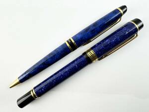 お買得　WATERMAN ウォーターマン IDEAL 18K ブルー マーブル　万年筆　ボールペン　セット　１円～　高級　文具