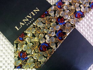 ♪2547S♪新品【花 葉っぱ 植物 柄】ランバン【LANVIN】ネクタイ