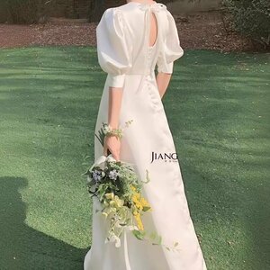 ウェディングドレス　結婚式 花嫁　二次会　ドレス　ブライダル L222 XS-3XL