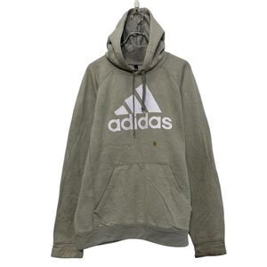 adidas ロゴスウェット パーカー アディダス L グレー プルオーバー ラグラン プリント 古着卸 アメリカ仕入 a610-7700