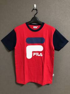 新品 国内正規 FILA ビッグロゴ プリント クルーネック Tシャツ FM4106 フィラ S レッド