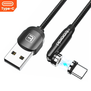 Iマグネット式USB充電ケーブル1m【ブラック】マグネット脱着USB-Cケーブル自在に回転 Type-C磁石式コネクタに変換アダプターケーブルセット