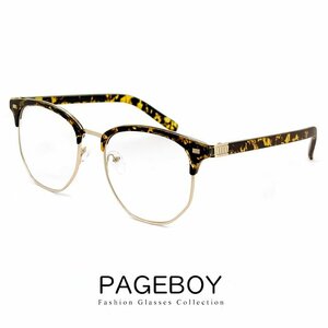 新品 伊達メガネ ブロー 型 サーモント 伊達眼鏡 py6536-2 メンズ レディース pageboy uvカット 紫外線対策 大きめ 大きい サイズ