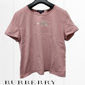 BURBERRY LONDON /バーバリーロンドン レディース 半袖Tシャツ 薄ピンク ロゴプリント 4サイズ クロップド丈 日本製 I-4547