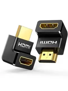 HDMI L型変換アダプタ 90度+270度（2個セット）HDMIオスtoメス