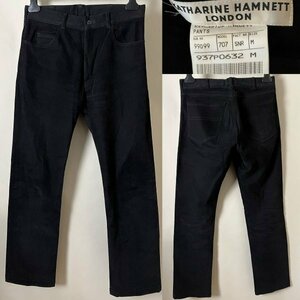 ★【国内正規品 日本製】KATHARINE HAMNETT LONDON キャサリンハムネット ロンドン ストレッチ ベロア 5ポケット パンツ サイズ M ブラック