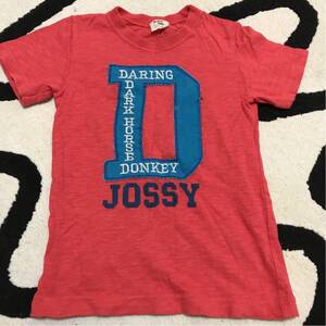 美品 DONKYJOSSY 男の子 女の子 キッズ Tシャツ 110 バックプリント おしゃれ 赤 ロゴTシャツ 半袖