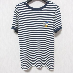 美品 GUCCI グッチ ×Disney ディズニー コラボ ドナルド ボーダー 半袖 カットソー Tシャツ 645312XJC98 L ネイビー×ホワイト ◆