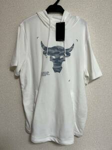 ■新品未使用 タグ付き BLOOD.SWEAT.RESPECT TEAM ROCK　半袖 プリント パーカー ホワイト ゆったり サイズXL メンズ 