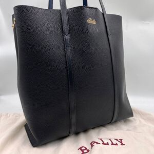 極美品 BALLY バリー トートバッグ ビジネス ショルダー シボ革 保存袋付き 肩掛け A4可 大容量 レザー ブラック メンズ