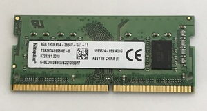 KINGSTON 1Rx8 PC4-2666V 8GB DDR4 ノートパソコン用メモリ PC4-21300 8GB 260ピン DDR4 LAPTOP RAM 中古 品動作品