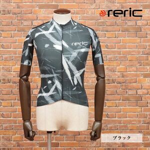 1円/春夏/reric/XLサイズ/日本製 サイクル ジャージ ASTERIA＆マグヌスメッシュ 吸水速乾 ブラッシュ柄 半袖 新品/黒/ブラック/ib292/