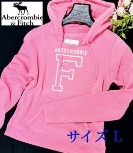 Abercrombie&Fitch　アバクロンビー・アンド・フィッチ　アバクロ　パーカー　プルオーバー　長そで　ピンク　レディースL