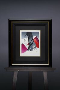 真作 アイヴィント・アール EYVIND EARLE アイベン・アール「レッドバン&グレイスカイ」シルクスクリーン 画寸(20cmx26cm) サインあり