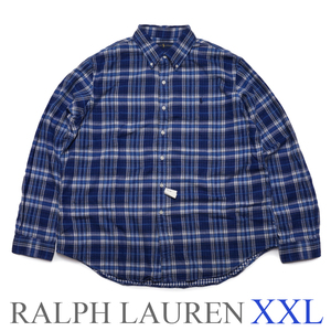 新品 ラルフローレン マドラスチェック シャツ XXL ビッグサイズ ブルー ダブルフェイス リバーシブル