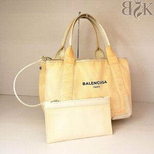 バレンシアガ ネイビー カバス スモール キャンバス トートバッグ ポーチ付き レザー NAVY CABAS BALENCIAGA ∞