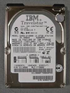 12.07GB IBM DARA-212000 ATA66 2.5インチ 9.5mm IDE ⑦ 使用時間少