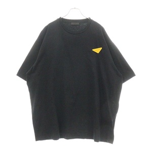 PRADA プラダ トライアングルロゴ ピンバッチ付き クルーネック半袖Tシャツ ブラック UJN807 S221 10UP