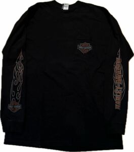 USA製 00s Harley Davidson Flame L/S Tee Shirt ハーレーダビットソン フレイム ロンT 長袖 Fire ファイヤーパターン アメリカ