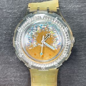 美品 SWATCH スウォッチ SCUBA200 スクーバ200 AG1996 腕時計 アナログ クオーツ スケルトン ラバーバンド クリアイエロー ラウンド