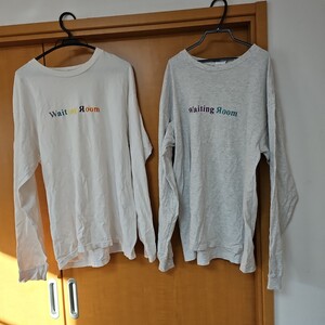 長袖Tシャツ ロングTシャツ カットソー 長袖 ロンT トップス　Waiting Room 長袖カットソー XL ホワイト グレー　2点セット