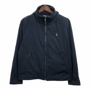 90年代 Polo by Ralph Lauren ラルフローレン スイングトップ ジャケット ワンポイントロゴ ネイビー (メンズ L) 中古 古着 P8424