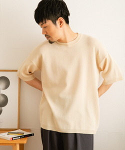 「ITEMS URBANRESEARCH」 半袖ニット MEDIUM オフホワイト メンズ