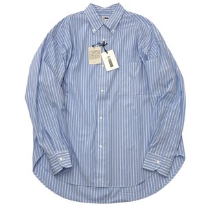 【タグ付・新品・定価24,200円】H BEAUTY&YOUTH PLAID&STRPE PLENTY BD SHIRT M LIGHT BLUE ストライプボタンダウンシャツ BDシャツ