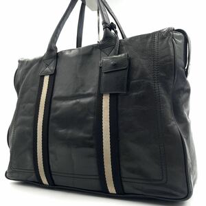 1円/良品● BALLY バリー トートバッグ ビジネスバッグ ブリーフケース 肩掛け A4 大容量 トレスポ 黒 ブラック レザー メンズ