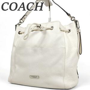 COACH コーチ ハンドバッグ ワンハンドル 巾着 オフホワイト 通勤 通学 レディース 巾着型 お出掛け お仕事 普段使い クリーム 大容量