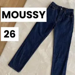 MOUSSY マウジー 26インチ PLAIN JEANS 濃紺 Lサイズ