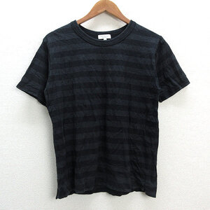 a■ユナイテッドアローズ/UNITED ARROWS B&Y ボーダー柄 Tシャツ【S】黒/MENS/40【中古】