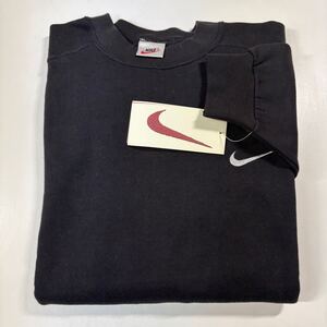 【M】90s Dead Stock OLD NIKE LOGO SWEAT Black 90年代 デッドストック オールド ナイキ スエット ブラック 黒 USA製 F1165