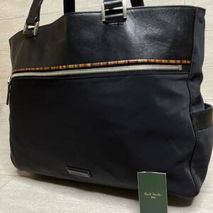 1円【入手困難品】Paul Smith ポールスミストートバッグ ビジネスバッグ ブリーフケース A4 2way レザー メンズ レディース 黒ブラック