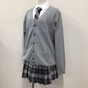 O222/T47(中古) 女子制服4点 /11/L/W67/カーディガン/冬スカート/ネクタイ/EAST BOY/OLIVE des OLIVE/グレー/ピンク系/チェック柄/学生服